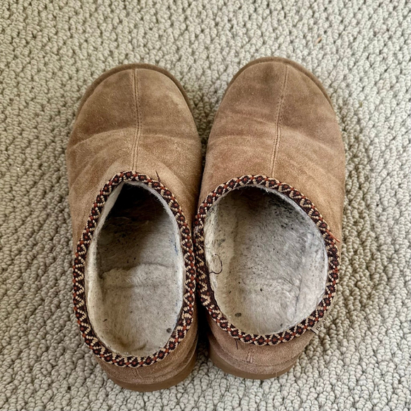 Women's BEARPAW Brown Suede Slippers Size 9 with Red Trim - Picture 4 of 6